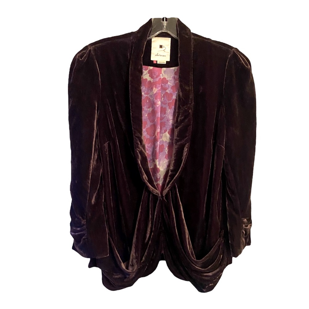 Elevenses Anthropologie velvet crop jacket M